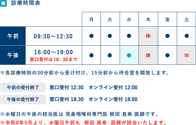 診療時間表